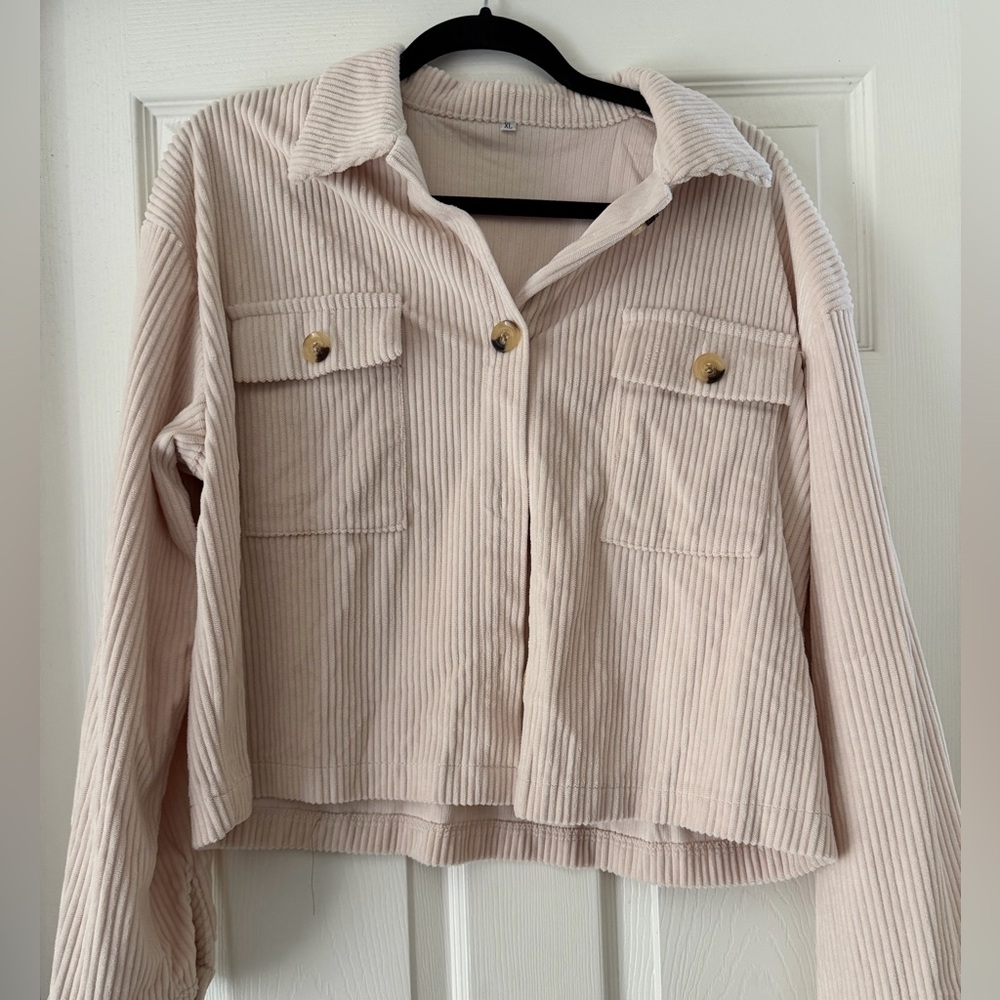 Women's Light Pink Corduroy Shacket Jacket